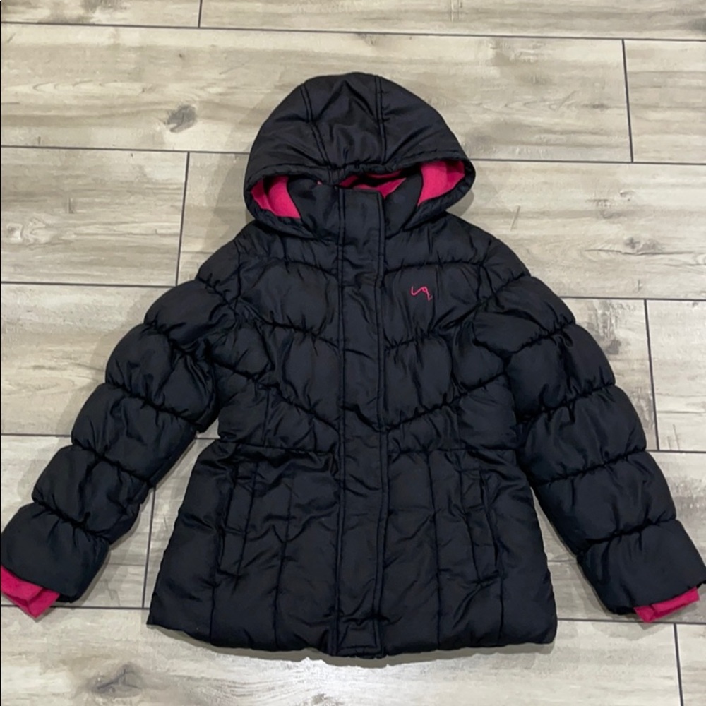 Kids Black and Pink Puffer Jacket